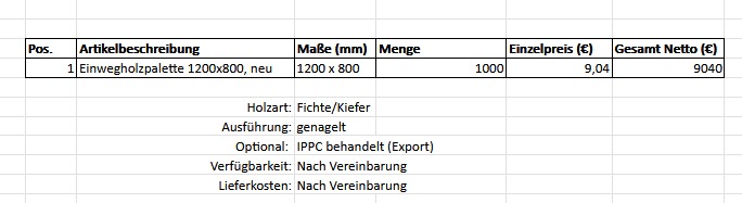 Einwegpalette 1200x800 Daten
